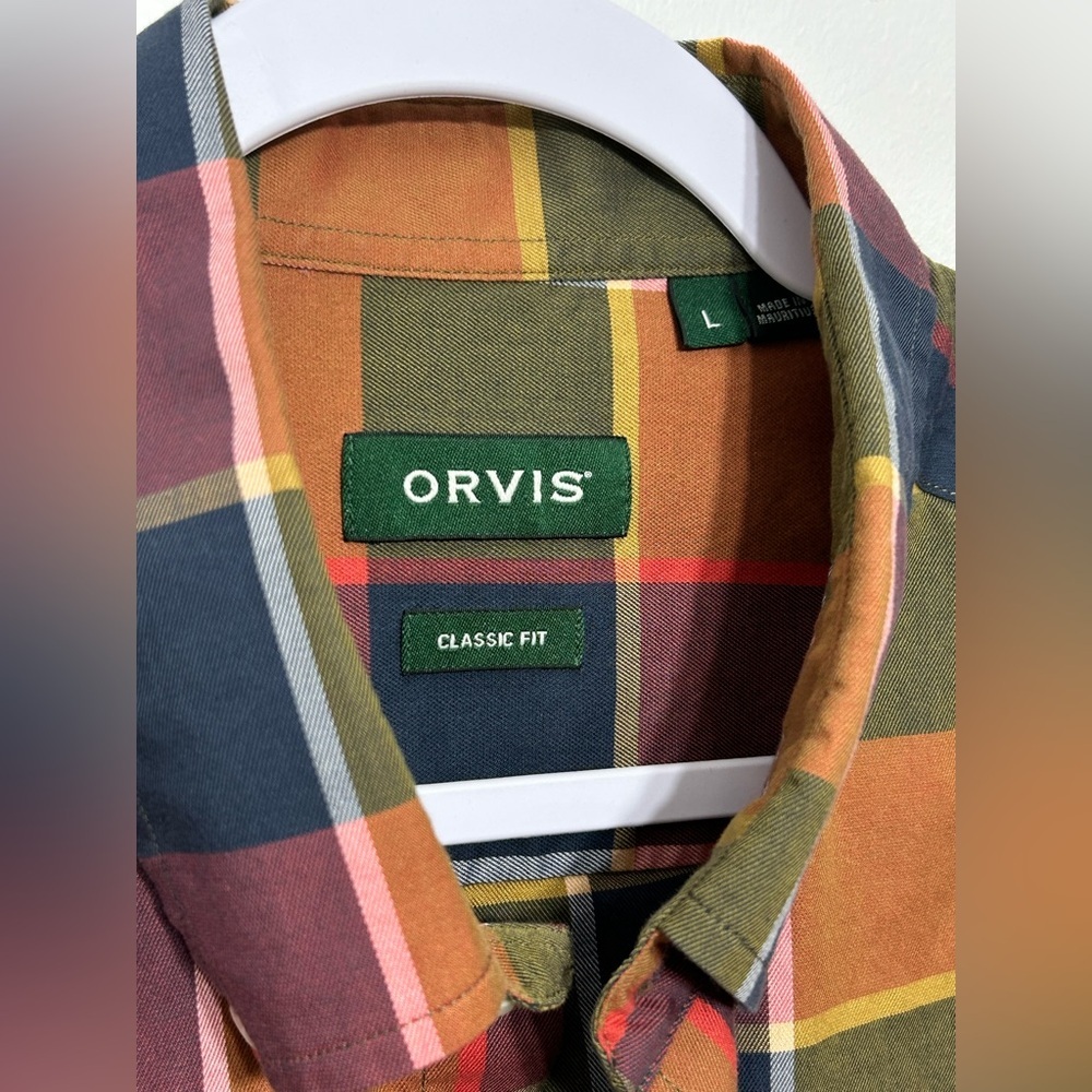 Orvis Wrinkle Free Classic Fit Tartan Plaid Button Down Shirt Mens Size Large - Picture 6 of 9